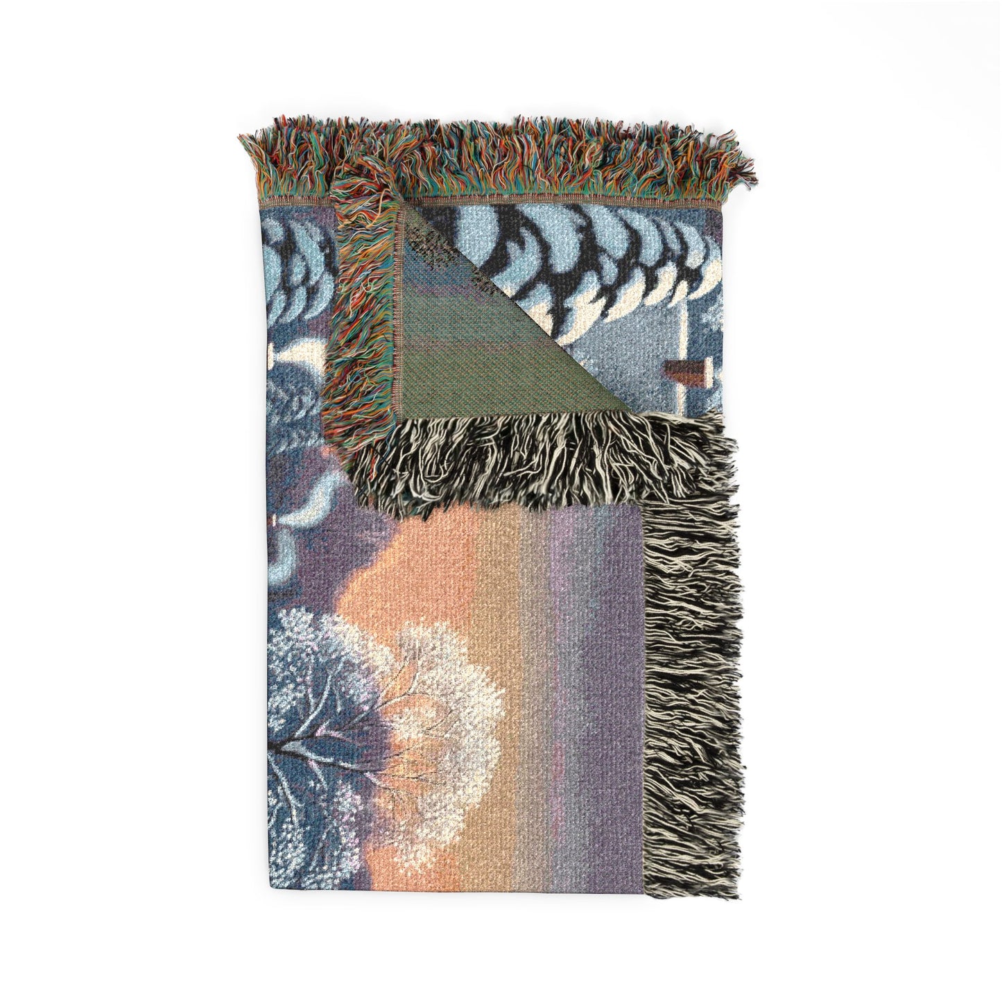 Christmas Village Woven Blanket – Cozy Winter Church Scene Throw