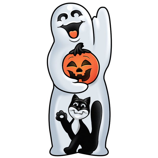 Smiling Ghost With Black Cat Halloween Acrylic Ornament