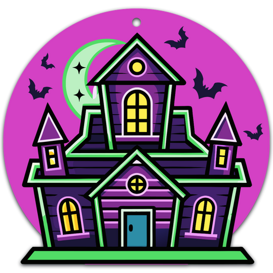 Neon Haunted House Halloween Acrylic Ornament