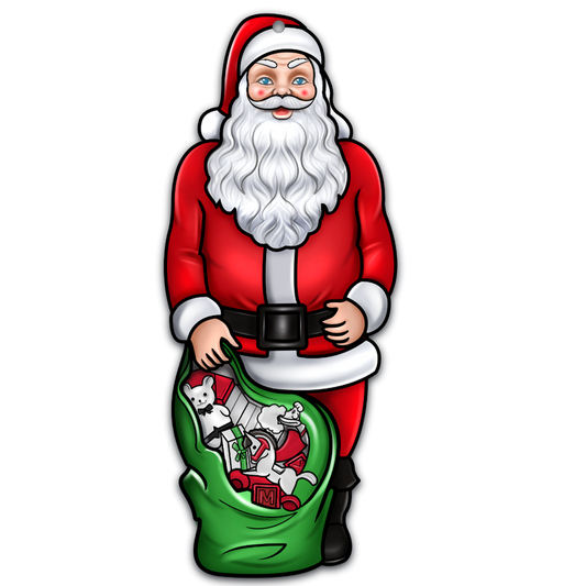 Santa With Bag Of Presents Acrylic Christmas Ornament