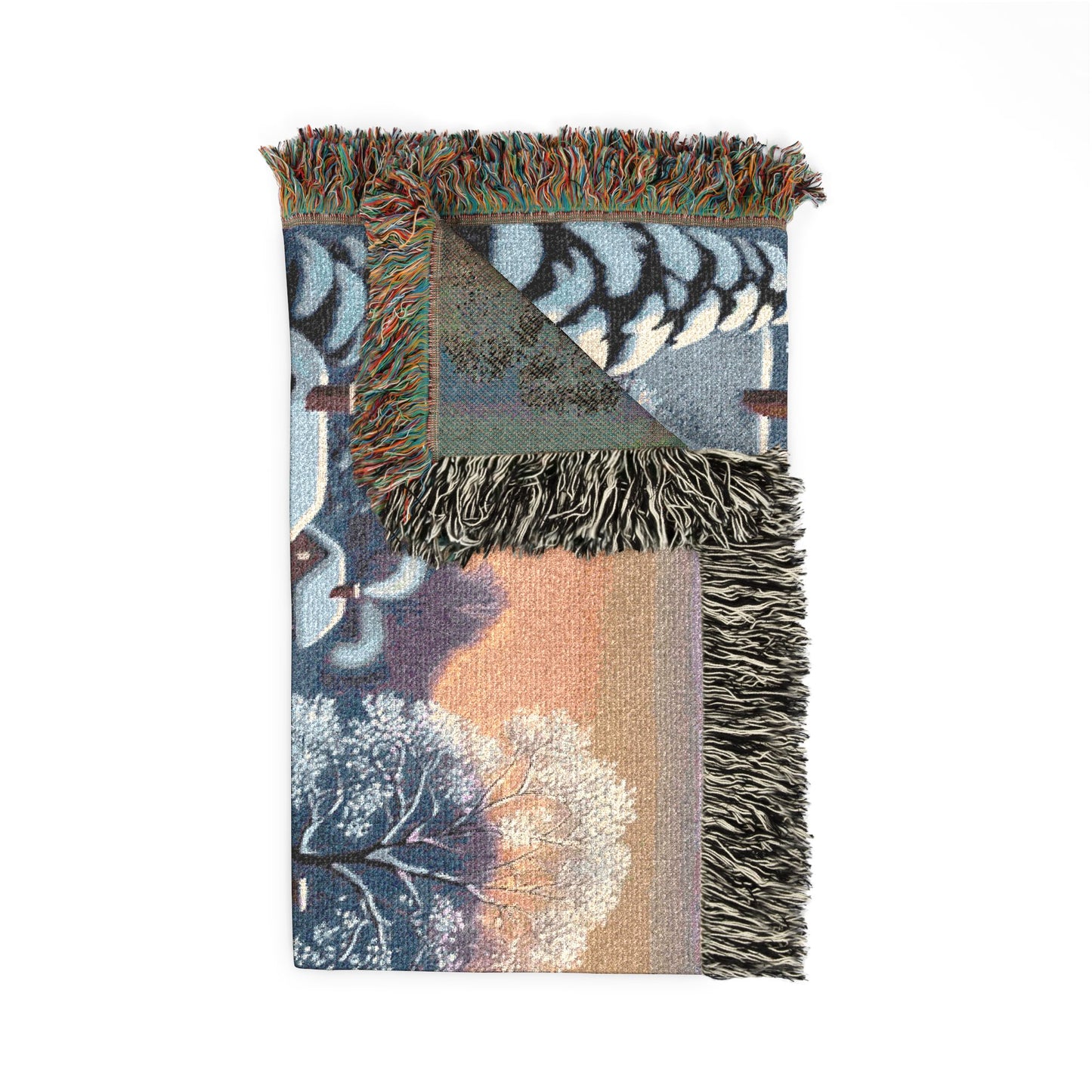 Christmas Village Woven Blanket – Cozy Winter Church Scene Throw